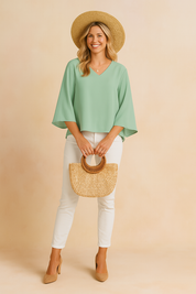 Lumi | V-neck blouse with slit on the sleeve 1