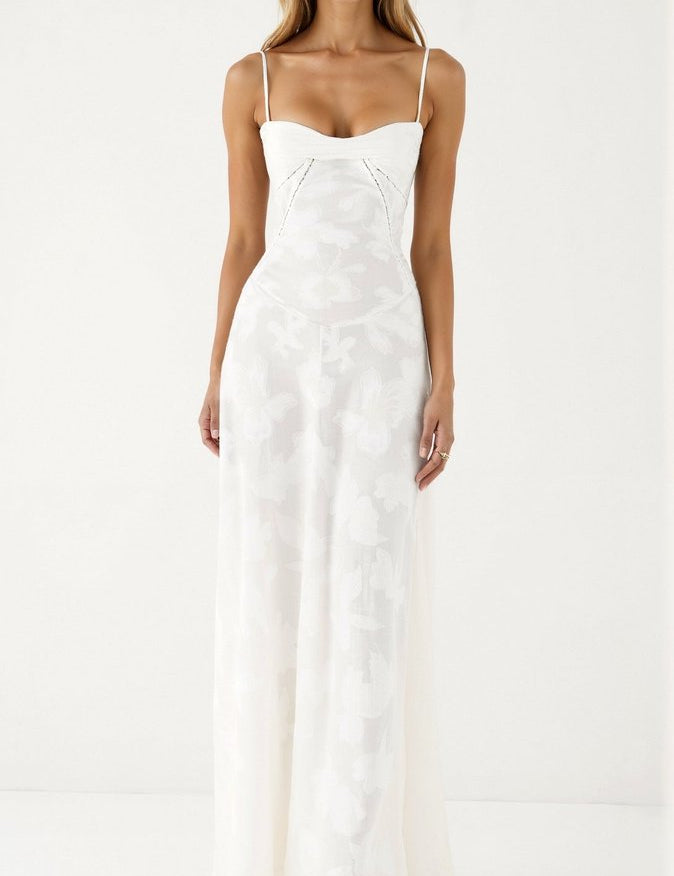 Luna | Women's Floral Lace Bustier Wedding Guest Dress Maxi Gown 3