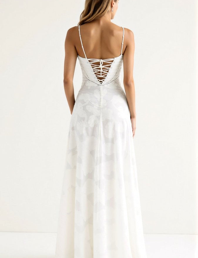 Luna | Women's Floral Lace Bustier Wedding Guest Dress Maxi Gown 4