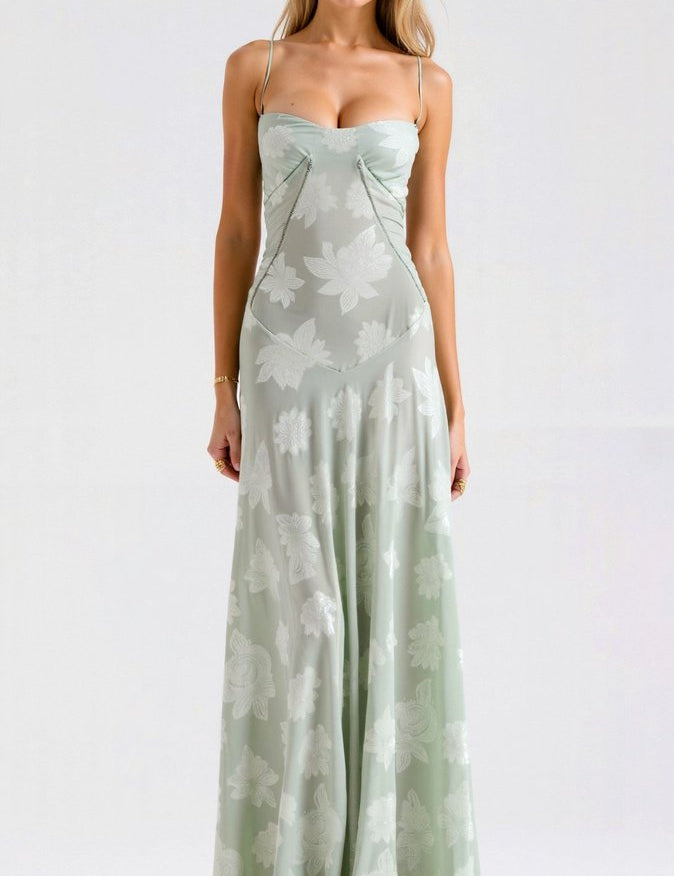 Luna | Women's Floral Lace Bustier Wedding Guest Dress Maxi Gown 5