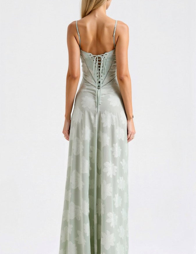 Luna | Women's Floral Lace Bustier Wedding Guest Dress Maxi Gown 6