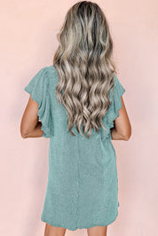 MIMI | Textured Ruched Sleeve Mini Dress 1