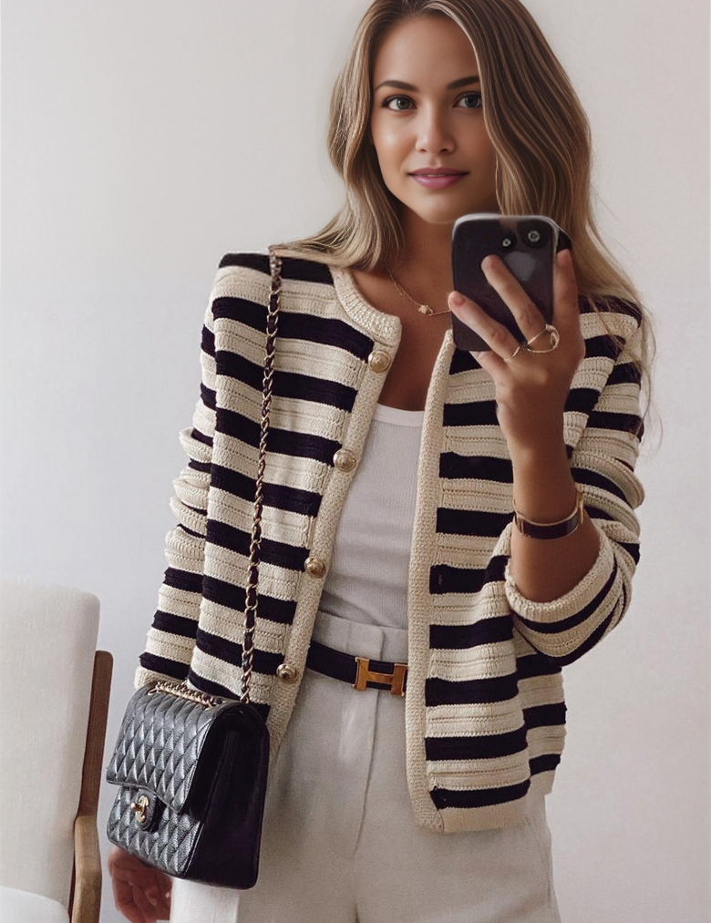 MYLAH | Elegant Striped Cardigan 0