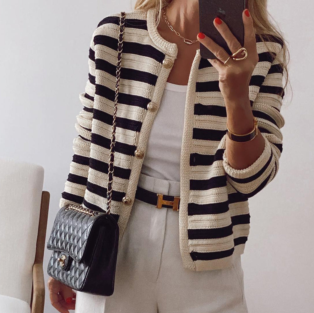 MYLAH | Elegant Striped Cardigan 1