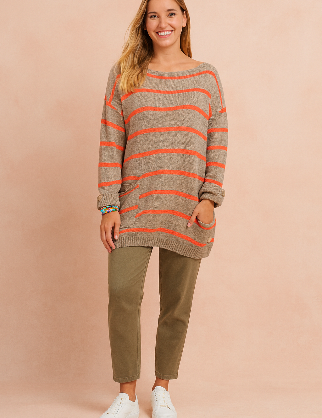 Magda | Oversized striped sweater with a boat neckline 1