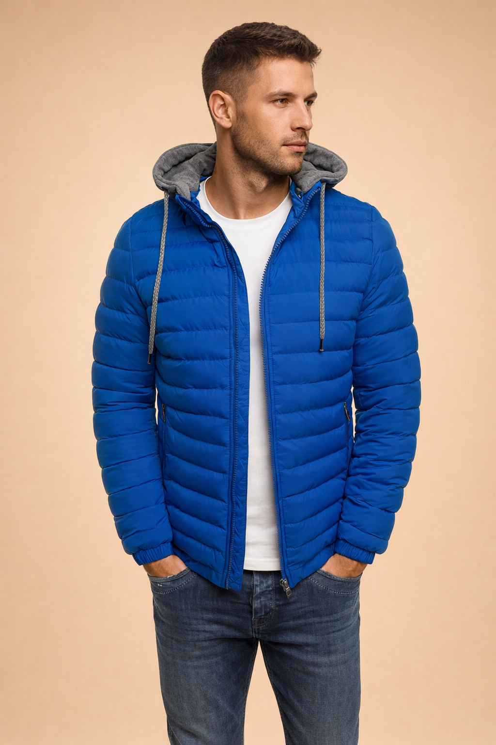 Maksymilian| Men's lightweight quilted jacket with a hood for everyday wear 1