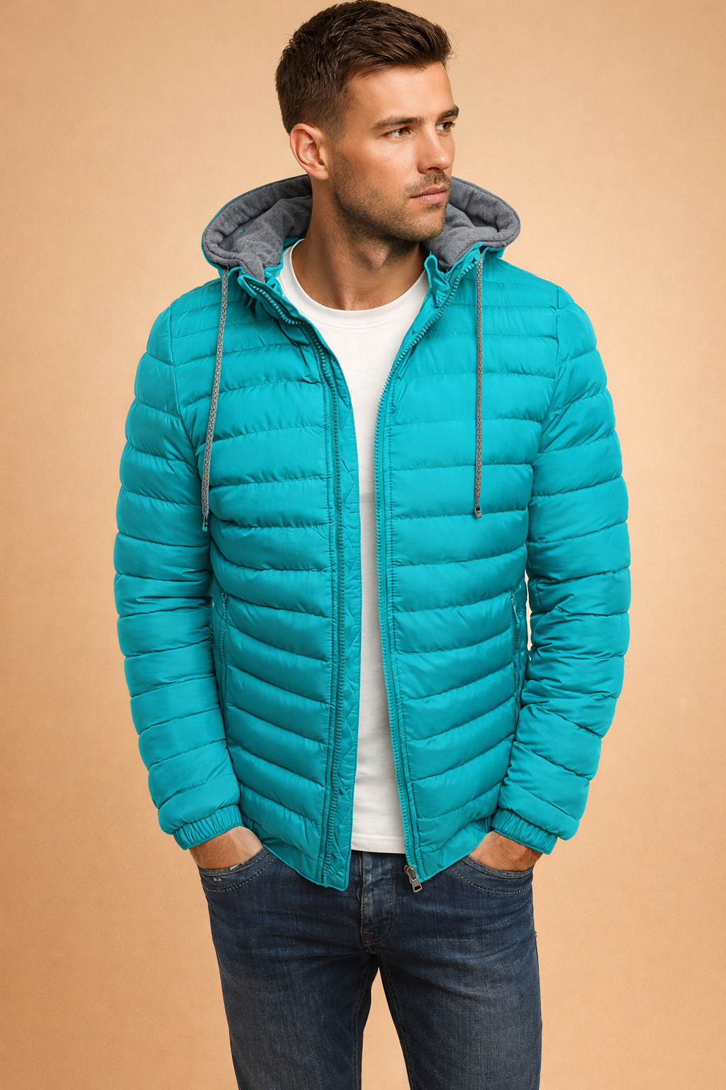 Maksymilian| Men's lightweight quilted jacket with a hood for everyday wear 3