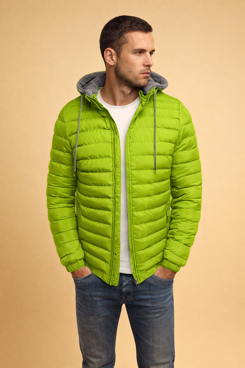 Maksymilian| Men's lightweight quilted jacket with a hood for everyday wear 5