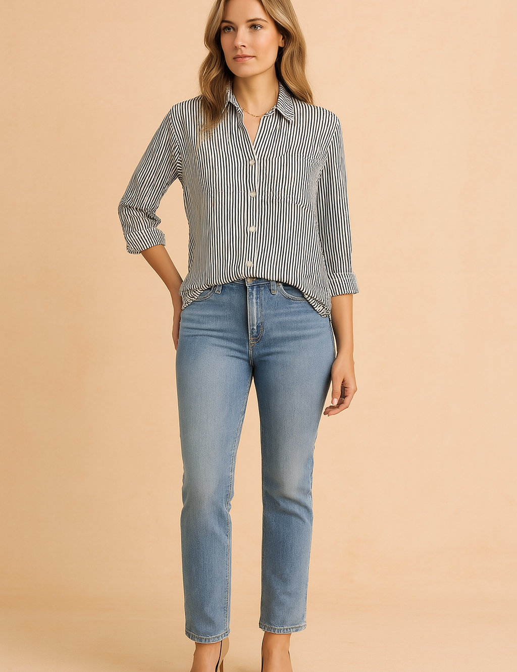 Maria | Casual Shirt with Vertical Pattern 1