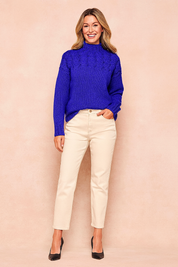 Marta | Sweater with a knitted pattern at the top 4