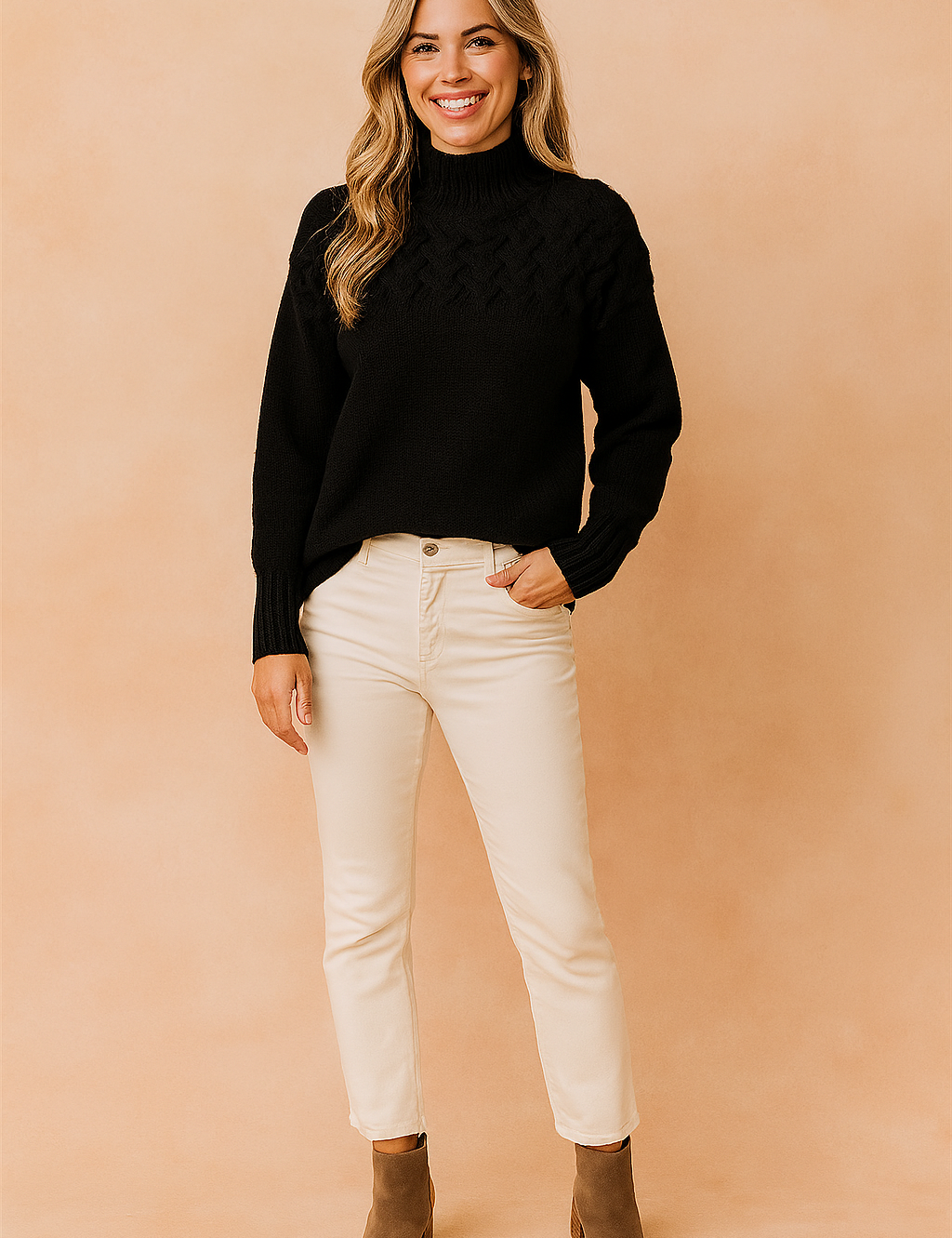 Marta | Sweater with a knitted pattern at the top 5