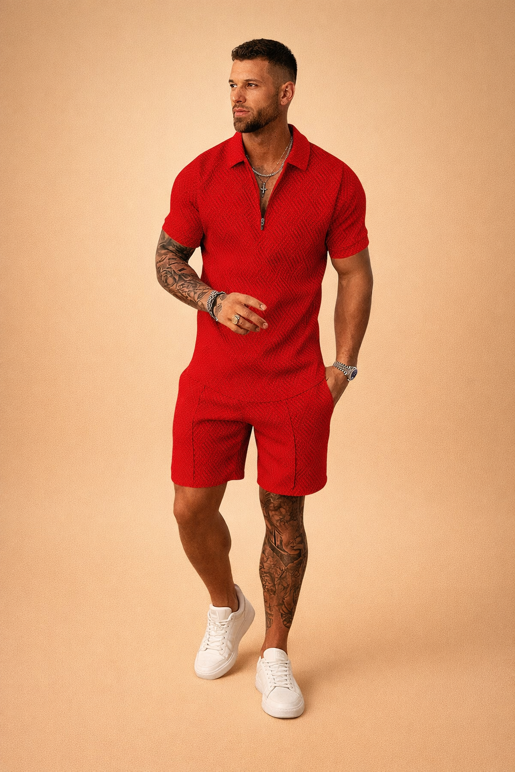 Mateusz | Men's two-piece summer polo and shorts set for everyday wear 4