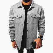 Men's Classic Shirt Jacket with Button Placket and Chest Pockets for Stylish Layering 0