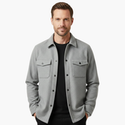 Men's Classic Shirt Jacket with Button Placket and Chest Pockets for Stylish Layering 1