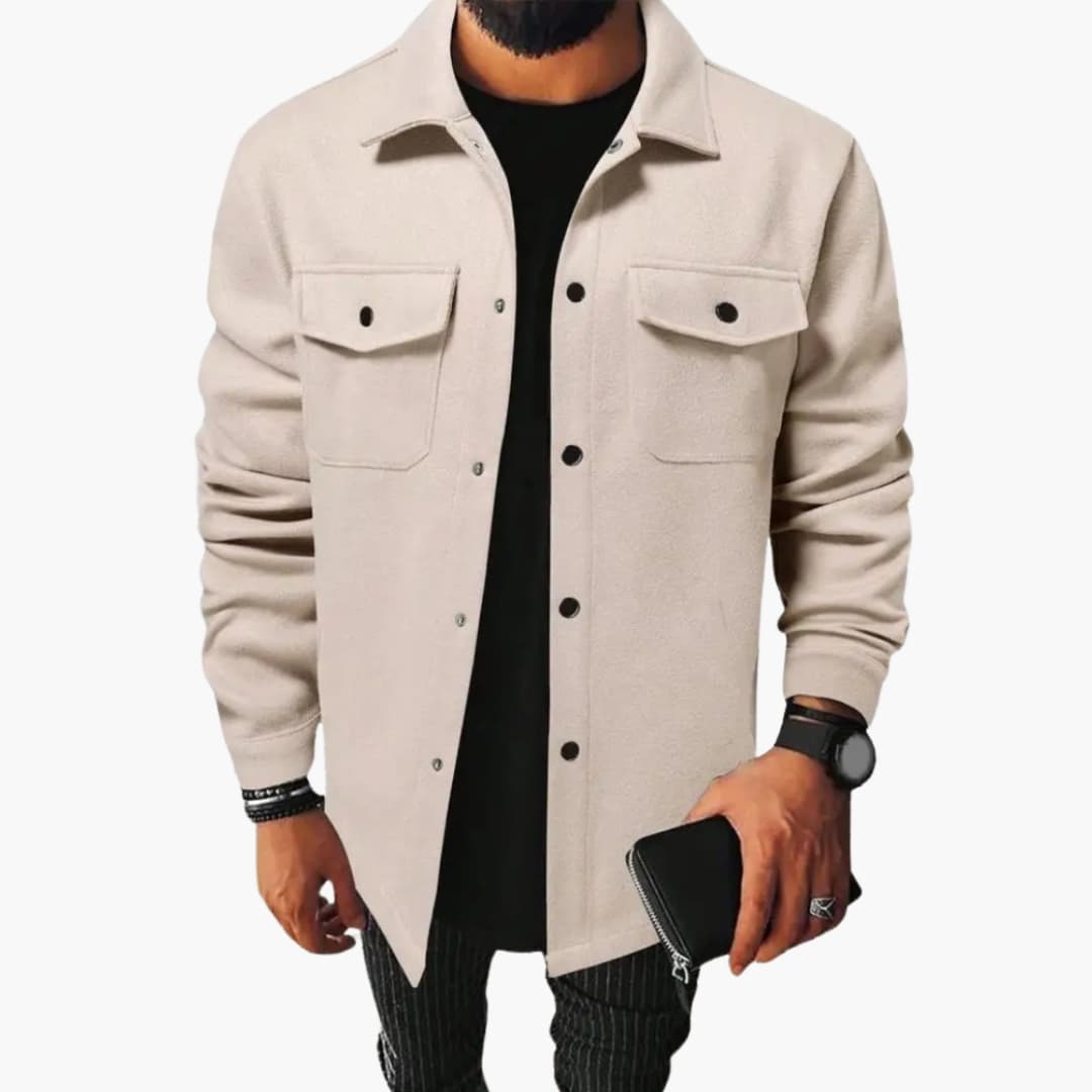 Men's Classic Shirt Jacket with Button Placket and Chest Pockets for Stylish Layering 5