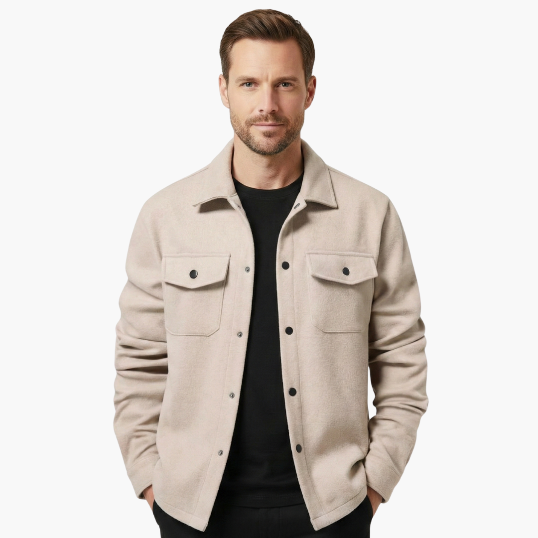 Men's Classic Shirt Jacket with Button Placket and Chest Pockets for Stylish Layering 6