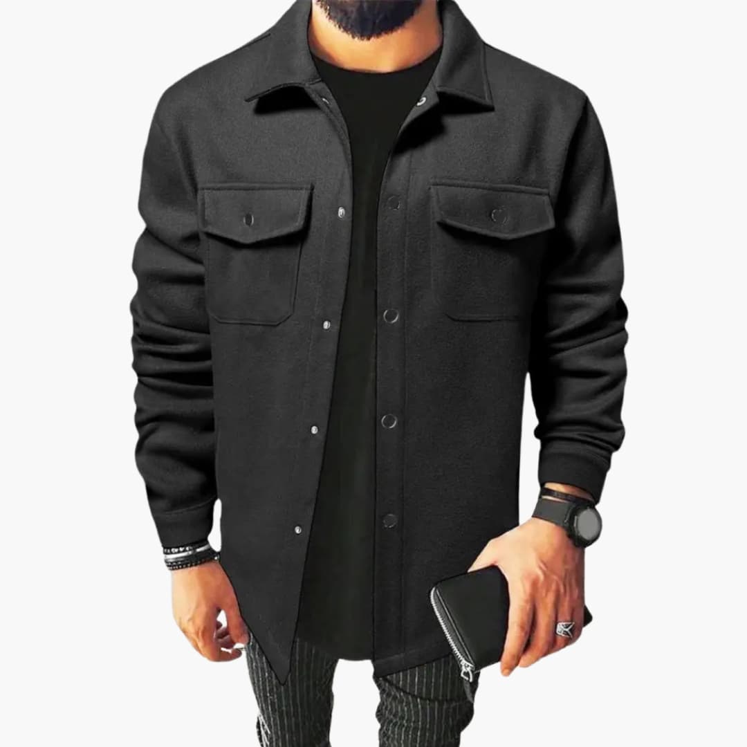 Men's Classic Shirt Jacket with Button Placket and Chest Pockets for Stylish Layering 7