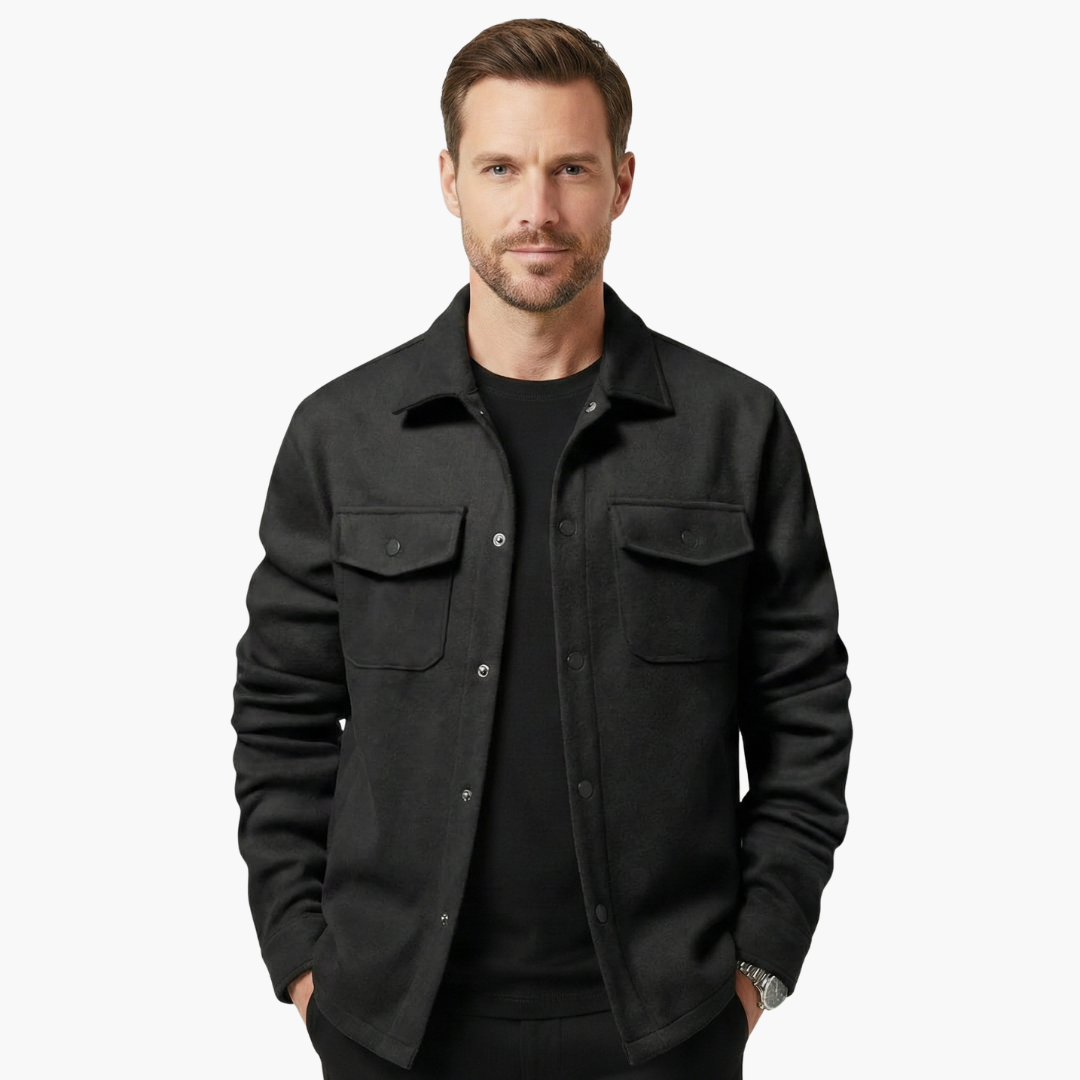 Men's Classic Shirt Jacket with Button Placket and Chest Pockets for Stylish Layering 8