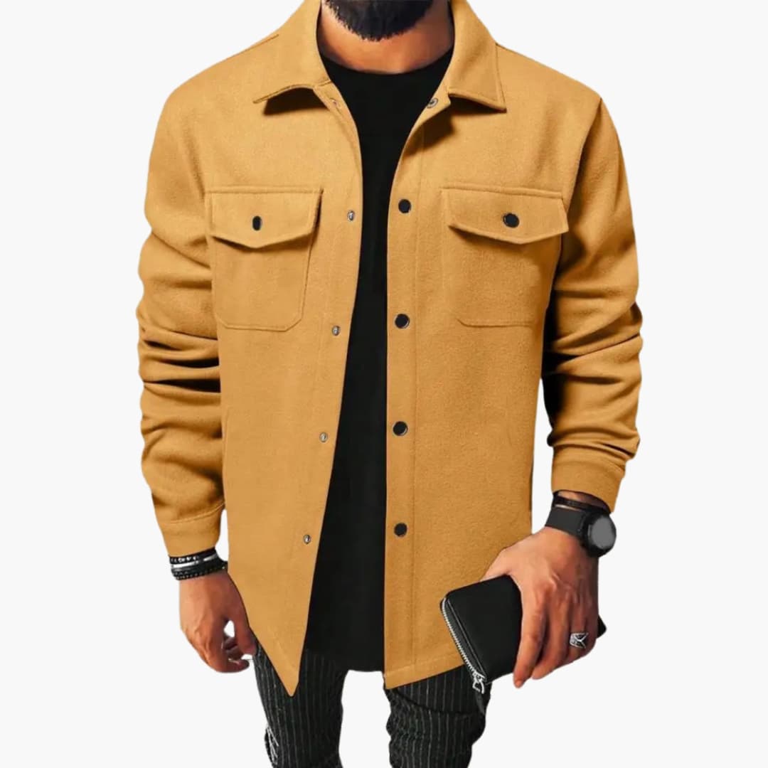 Men's Classic Shirt Jacket with Button Placket and Chest Pockets for Stylish Layering 9