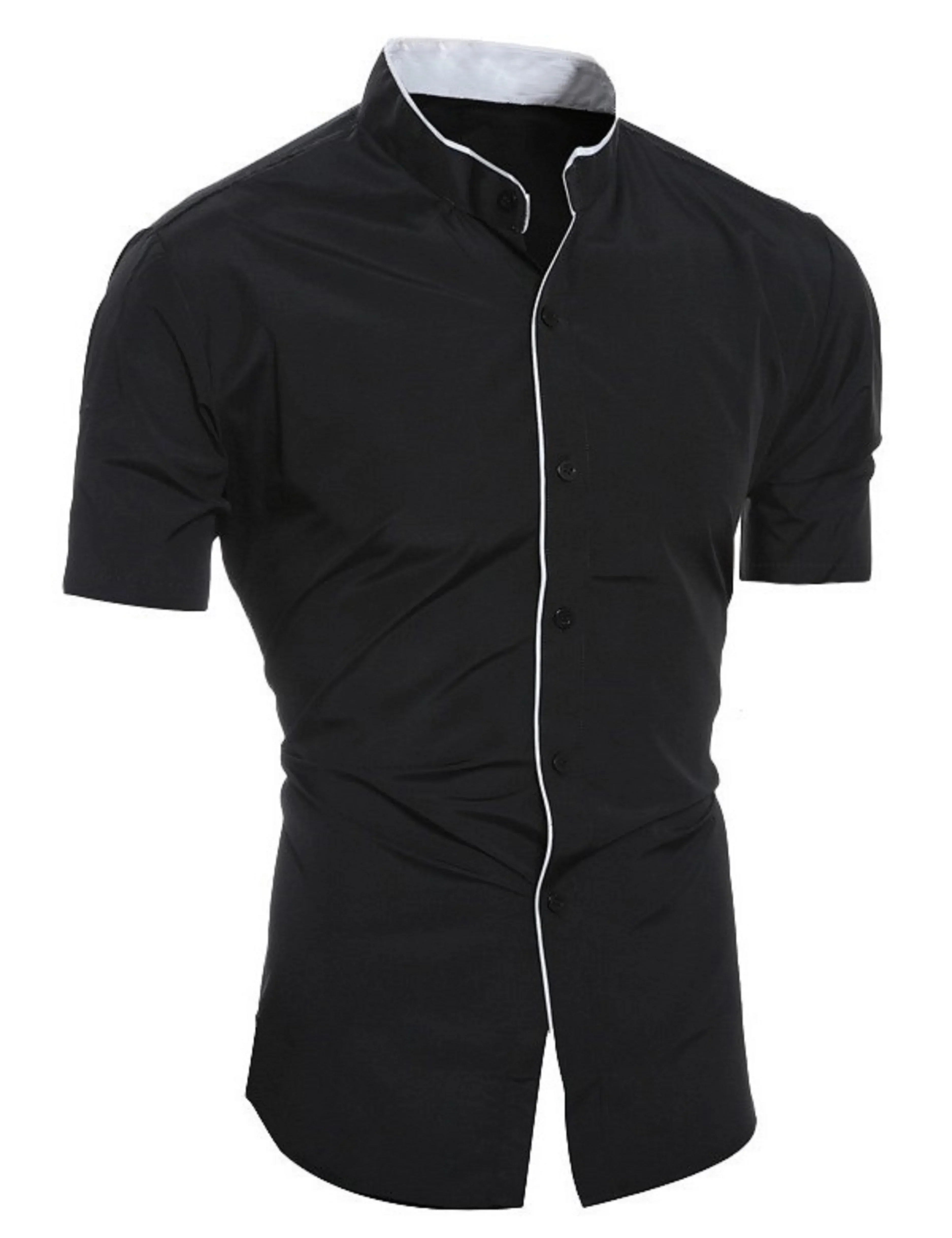 Men's Dress Shirt Slim Fit Short Sleeve Button Up Casual Style for Business or Evening Wear 0