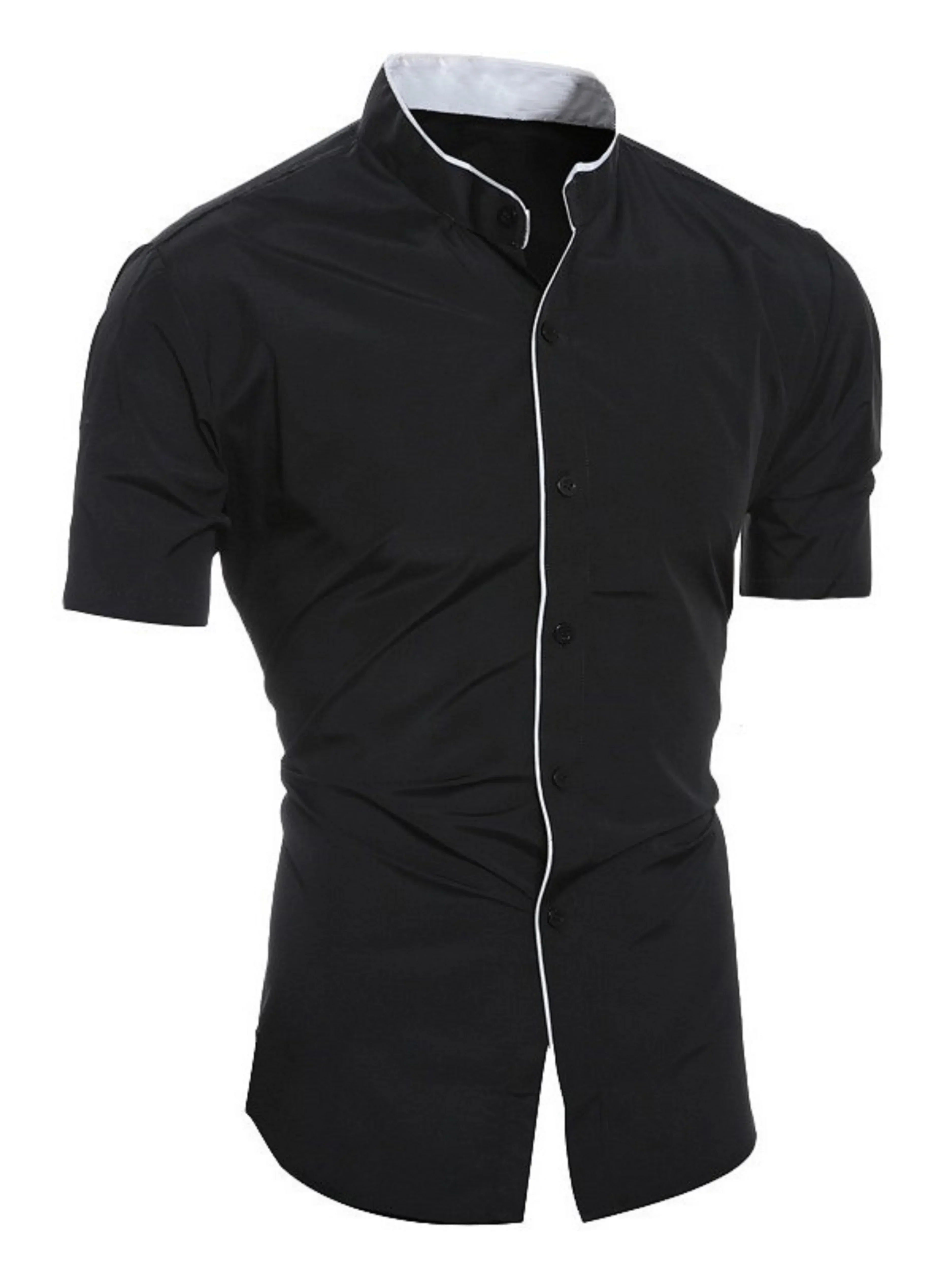 Men's Dress Shirt Slim Fit Short Sleeve Button Up Casual Style for Business or Evening Wear 0
