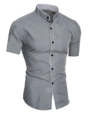 Men's Dress Shirt Slim Fit Short Sleeve Button Up Casual Style for Business or Evening Wear 1