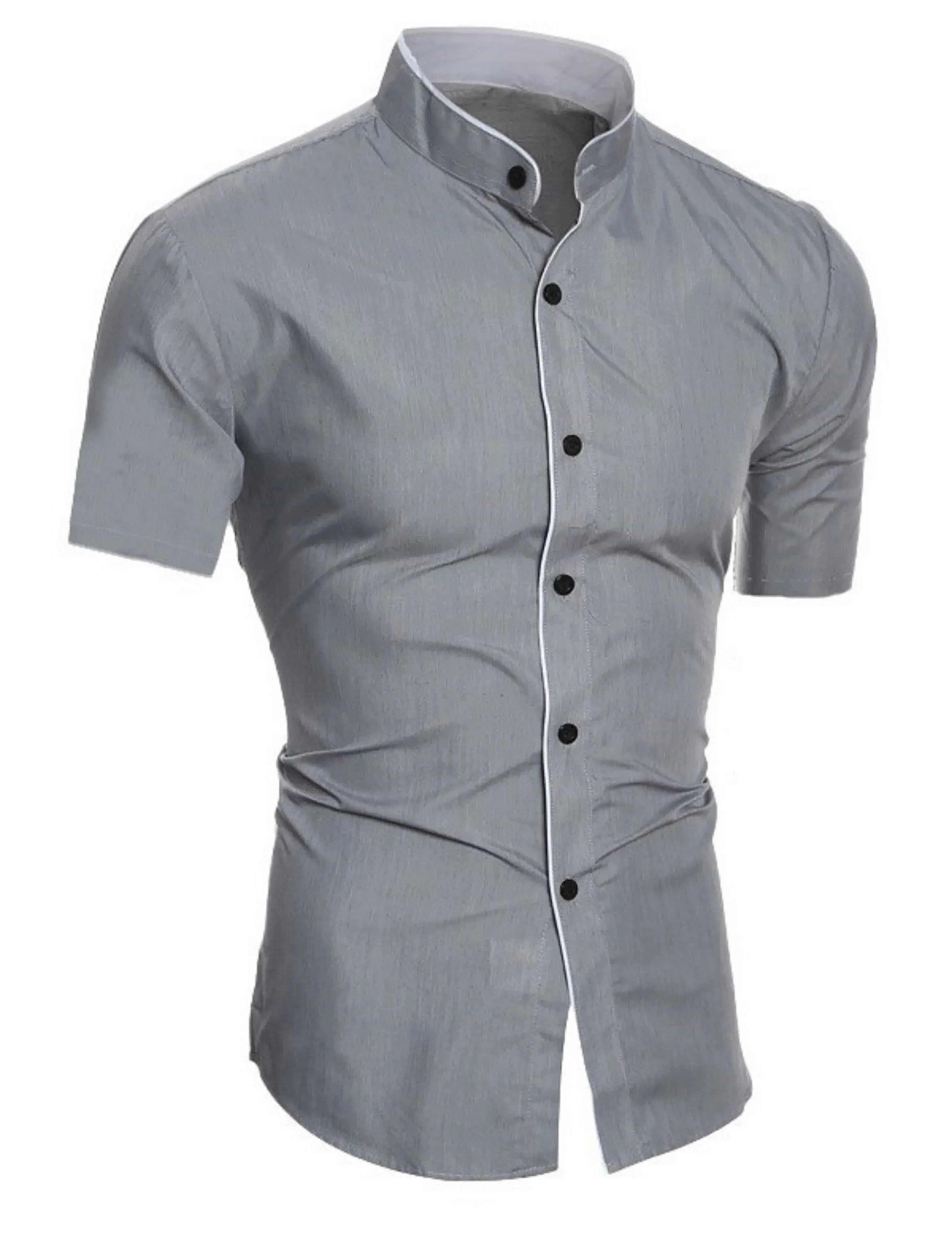 Men's Dress Shirt Slim Fit Short Sleeve Button Up Casual Style for Business or Evening Wear 1