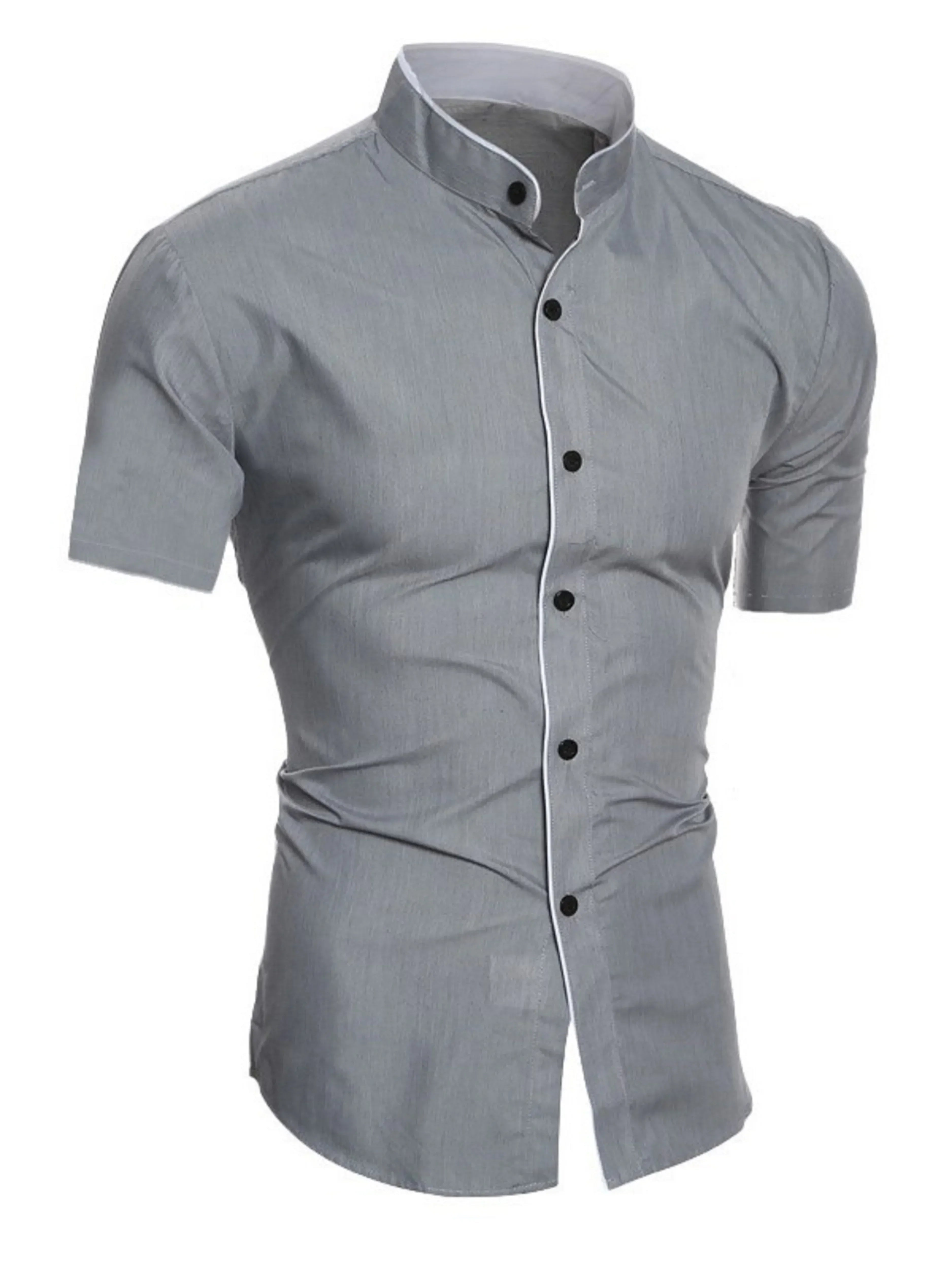 Men's Dress Shirt Slim Fit Short Sleeve Button Up Casual Style for Business or Evening Wear 1