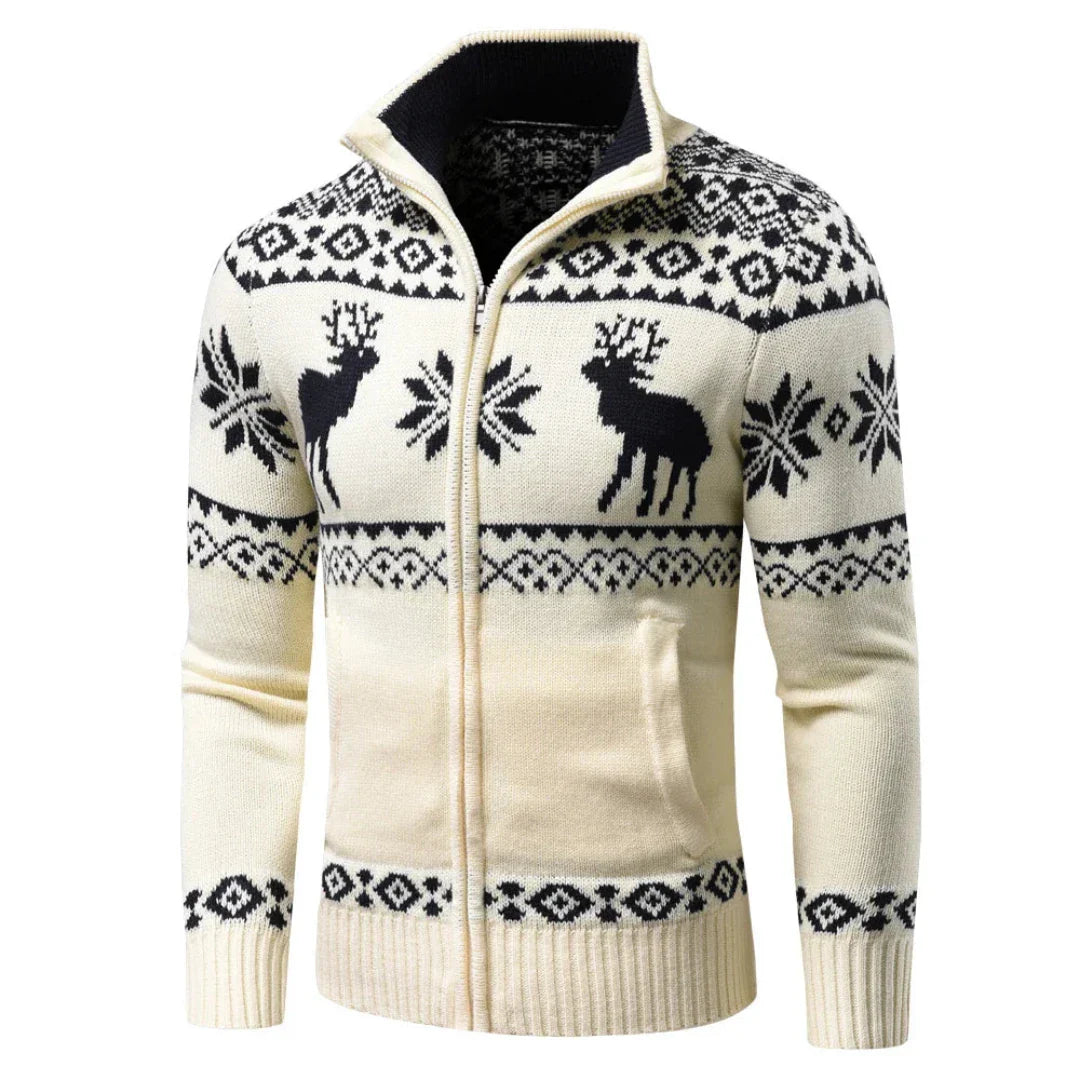 Men's Festive Christmas Sweater Warm Knit Zipper 1