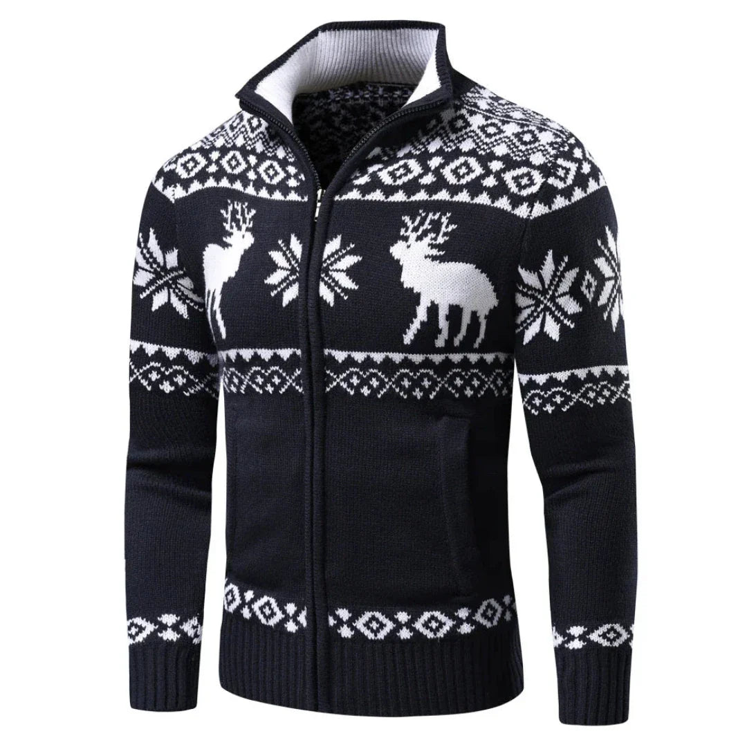 Men's Festive Christmas Sweater Warm Knit Zipper 2
