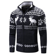 Men's Festive Christmas Sweater Warm Knit Zipper 2