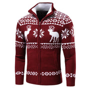 Men's Festive Christmas Sweater Warm Knit Zipper 3