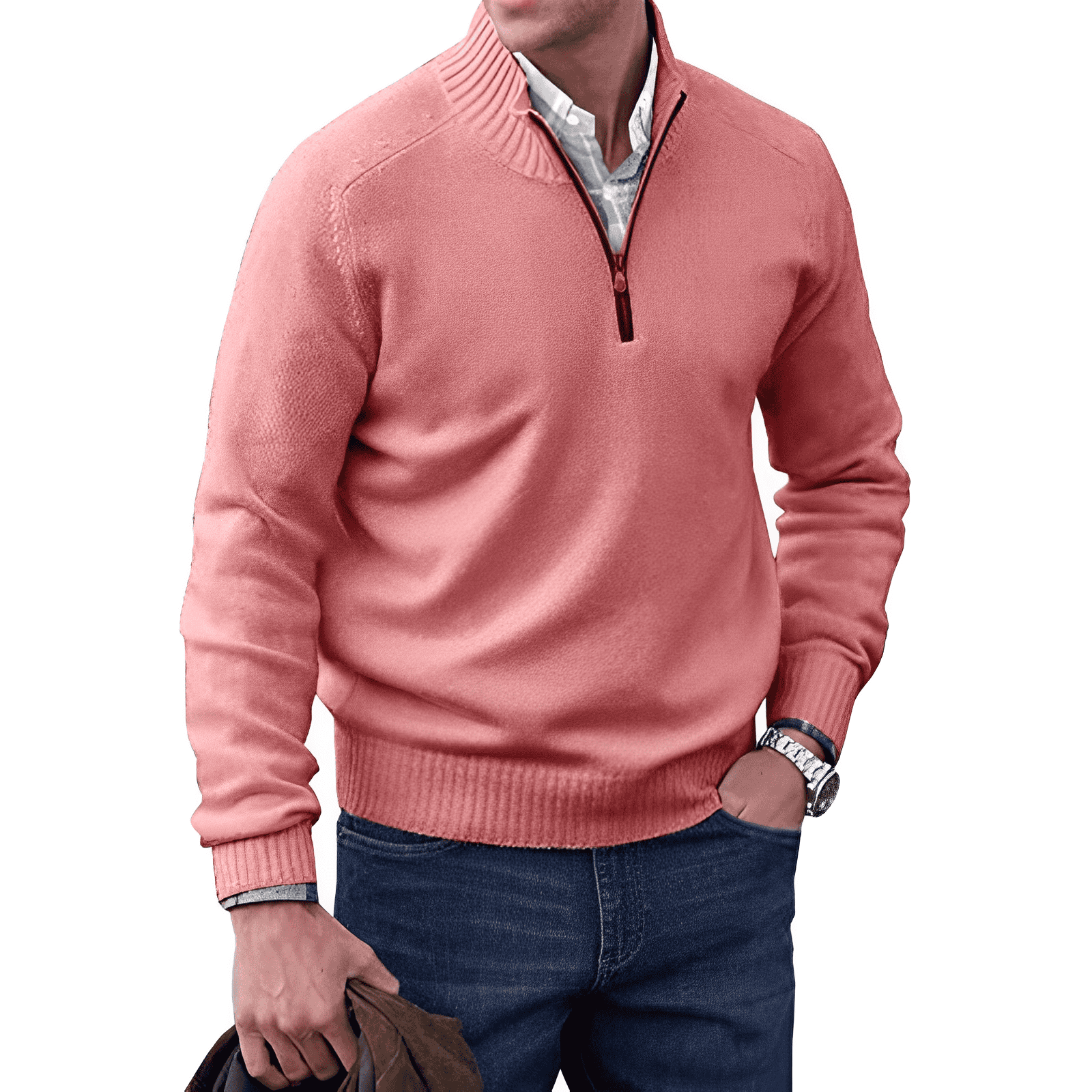 Men's Half Zip Sweatshirt - Versatile Half Zip Jumper for Casual Comfort and Stylish Layering 10
