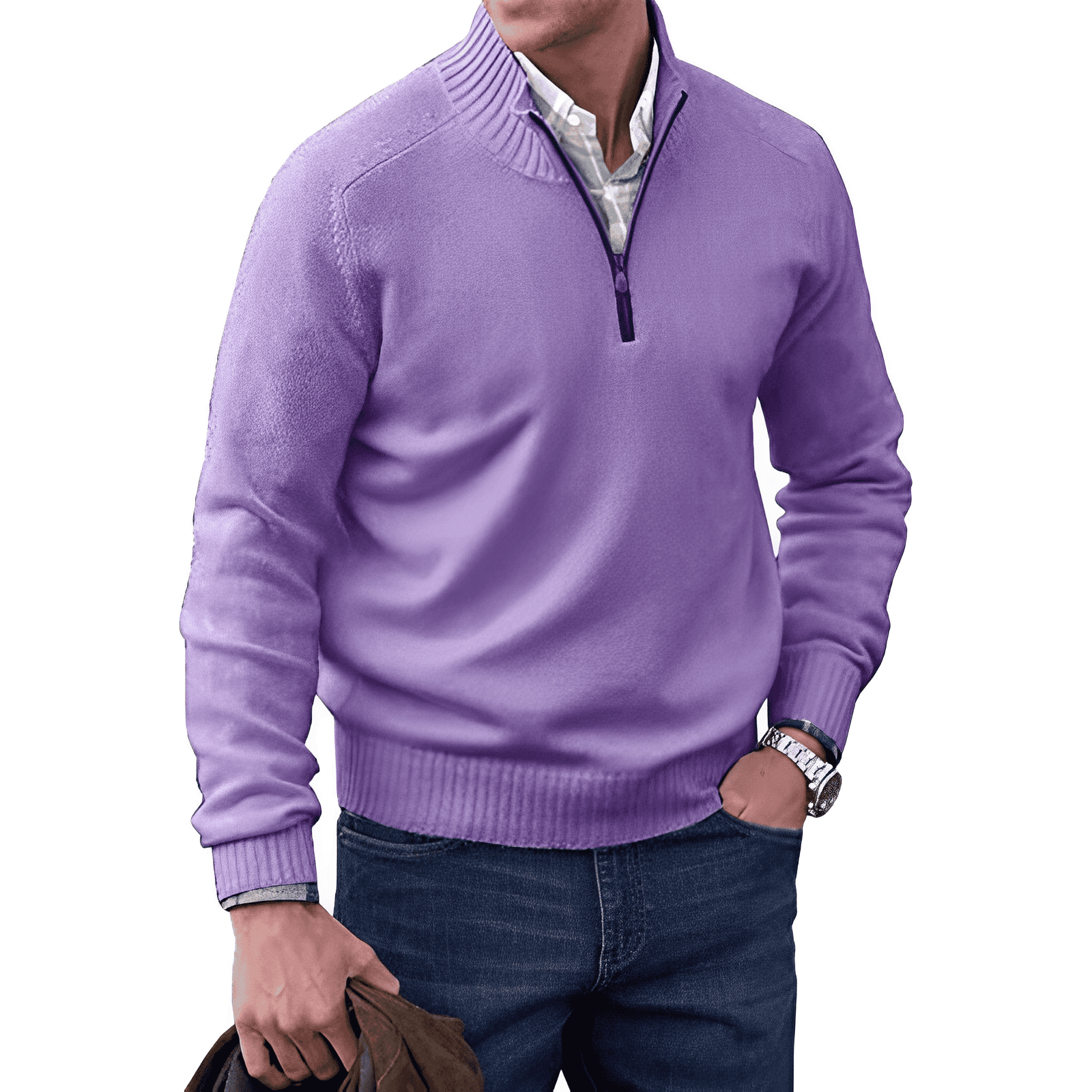 Men's Half Zip Sweatshirt - Versatile Half Zip Jumper for Casual Comfort and Stylish Layering 6