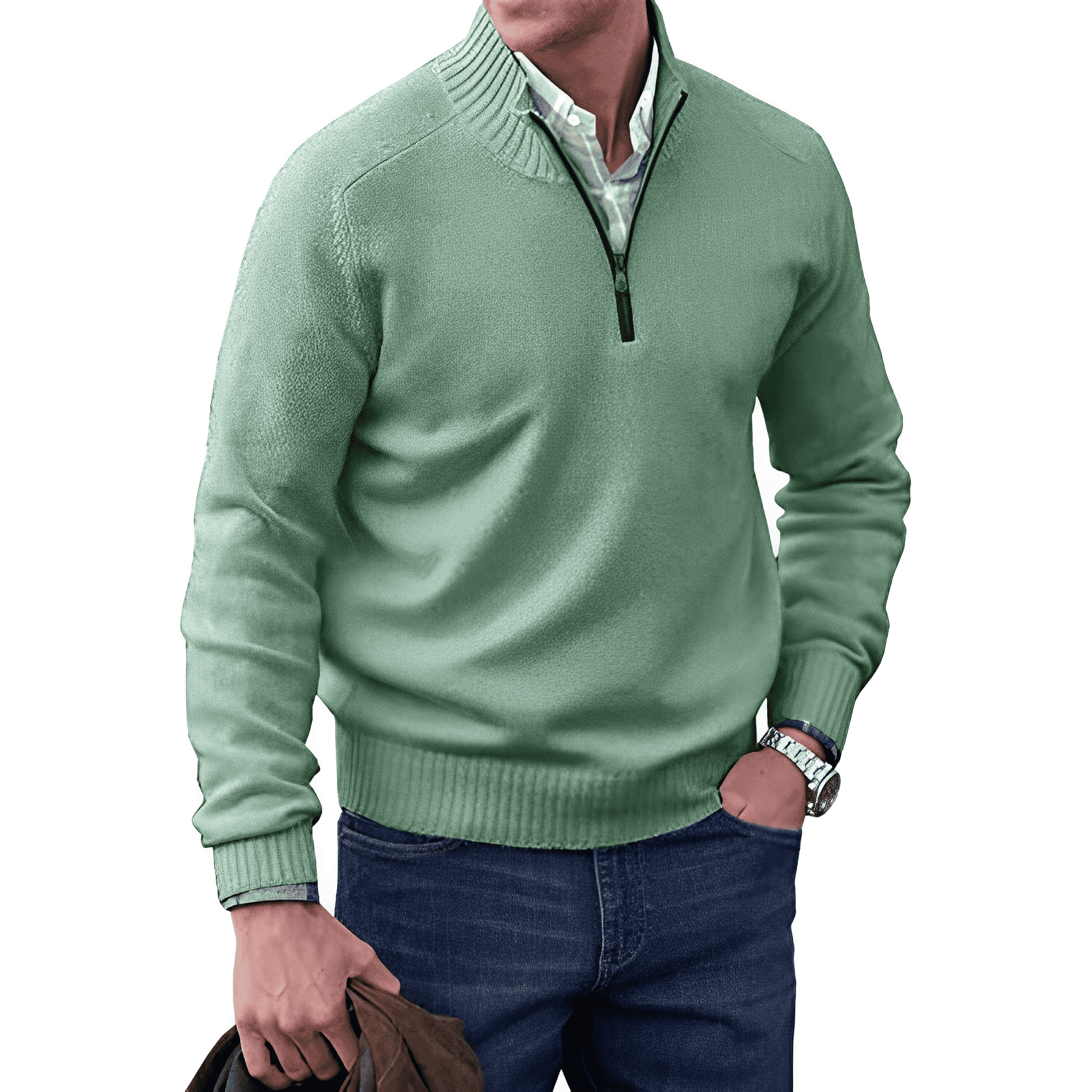 Men's Half Zip Sweatshirt - Versatile Half Zip Jumper for Casual Comfort and Stylish Layering 7