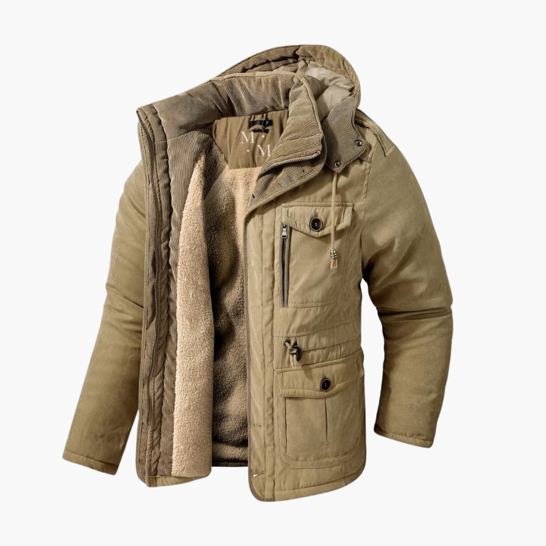 Men's Hooded Fleece Jacket - Winter Jacket with Multi-Pockets for Cold Weather 0