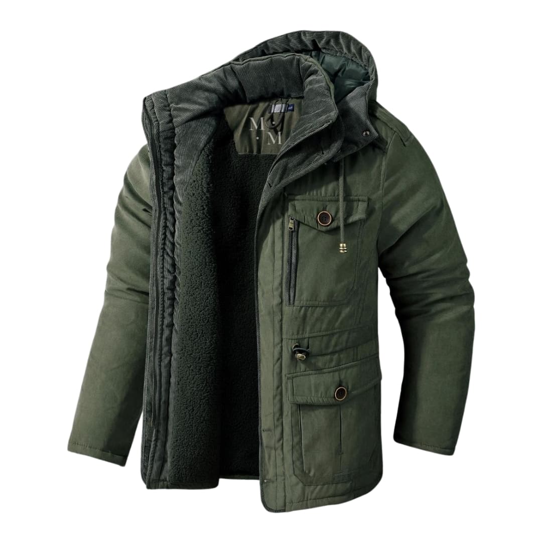 Men's Hooded Fleece Jacket - Winter Jacket with Multi-Pockets for Cold Weather 1