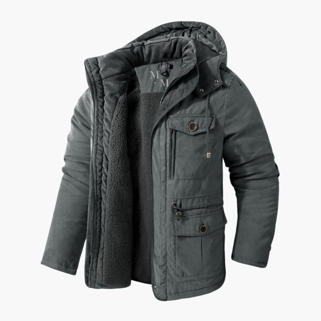 Men's Hooded Fleece Jacket - Winter Jacket with Multi-Pockets for Cold Weather 3