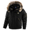 Men's Hooded Winter Bomber Jacket with Fluffy Trim and Zip Pockets 0