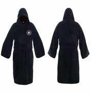 Men's Long Flannel Bathrobe with Hood and Belt - Soft Absorbent Dressing Gown for Comfort and Warmth 0