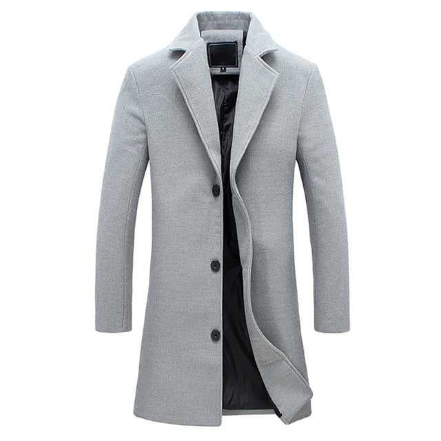 Men's Long Overcoat - Elegant Wool Coat for Timeless Style in Men's Coats 1