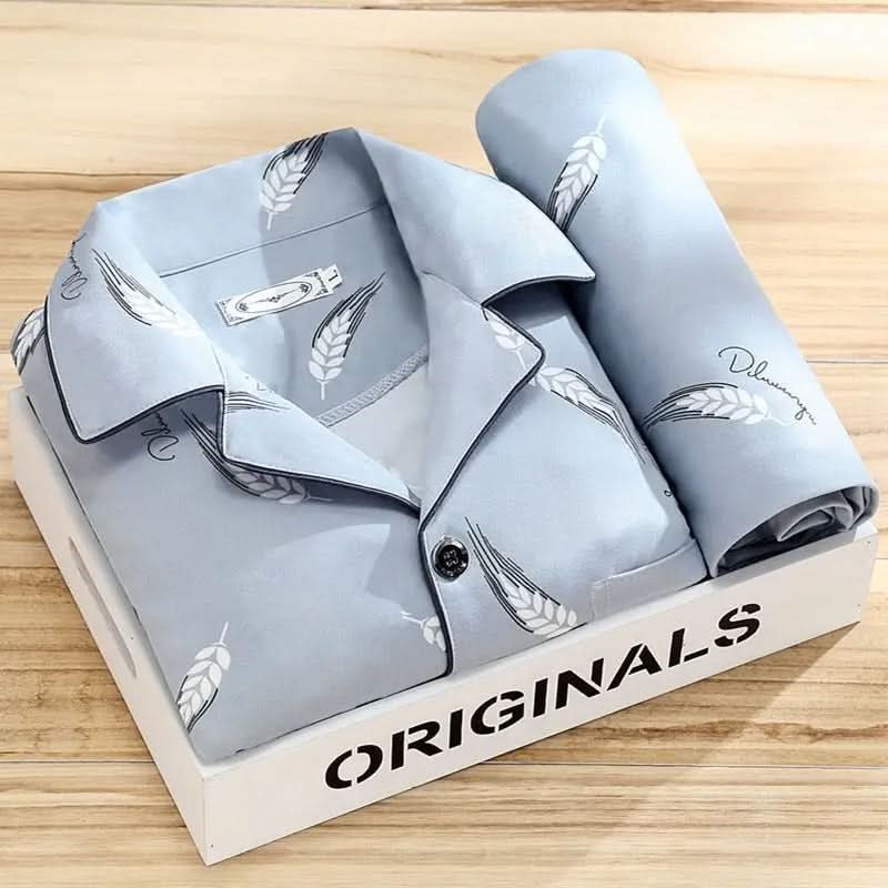 Men's Pajama Set, Soft Button-Up Sleepwear with Breathable Fabric for Year-Round Comfort - Lightweight Two-Piece Pajama Set 1