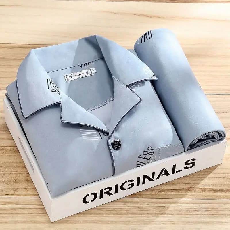 Men's Pajama Set, Soft Button-Up Sleepwear with Breathable Fabric for Year-Round Comfort - Lightweight Two-Piece Pajama Set 10