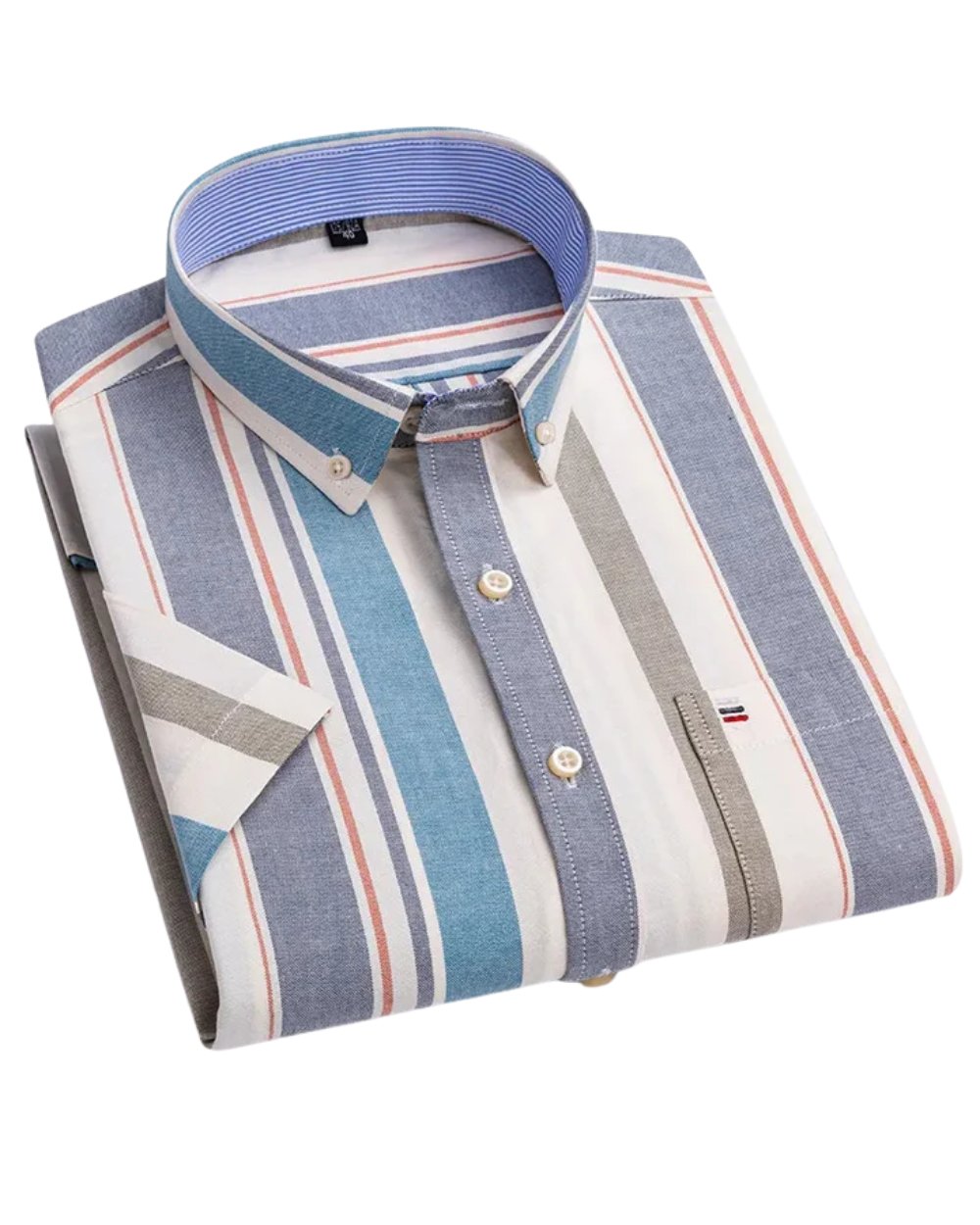 Men's Shirt Short Sleeve Striped Tailored Fit Casual Button-Up for Spring and Summer 1