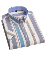 Men's Shirt Short Sleeve Striped Tailored Fit Casual Button-Up for Spring and Summer 1