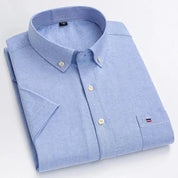 Men's Shirt Short Sleeve Striped Tailored Fit Casual Button-Up for Spring and Summer 10