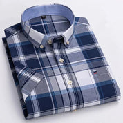 Men's Shirt Short Sleeve Striped Tailored Fit Casual Button-Up for Spring and Summer 12