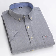 Men's Shirt Short Sleeve Striped Tailored Fit Casual Button-Up for Spring and Summer 13