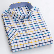Men's Shirt Short Sleeve Striped Tailored Fit Casual Button-Up for Spring and Summer 3