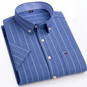 Men's Shirt Short Sleeve Striped Tailored Fit Casual Button-Up for Spring and Summer 4